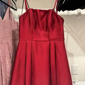 Elegant Red Spaghetti Strap Dress
